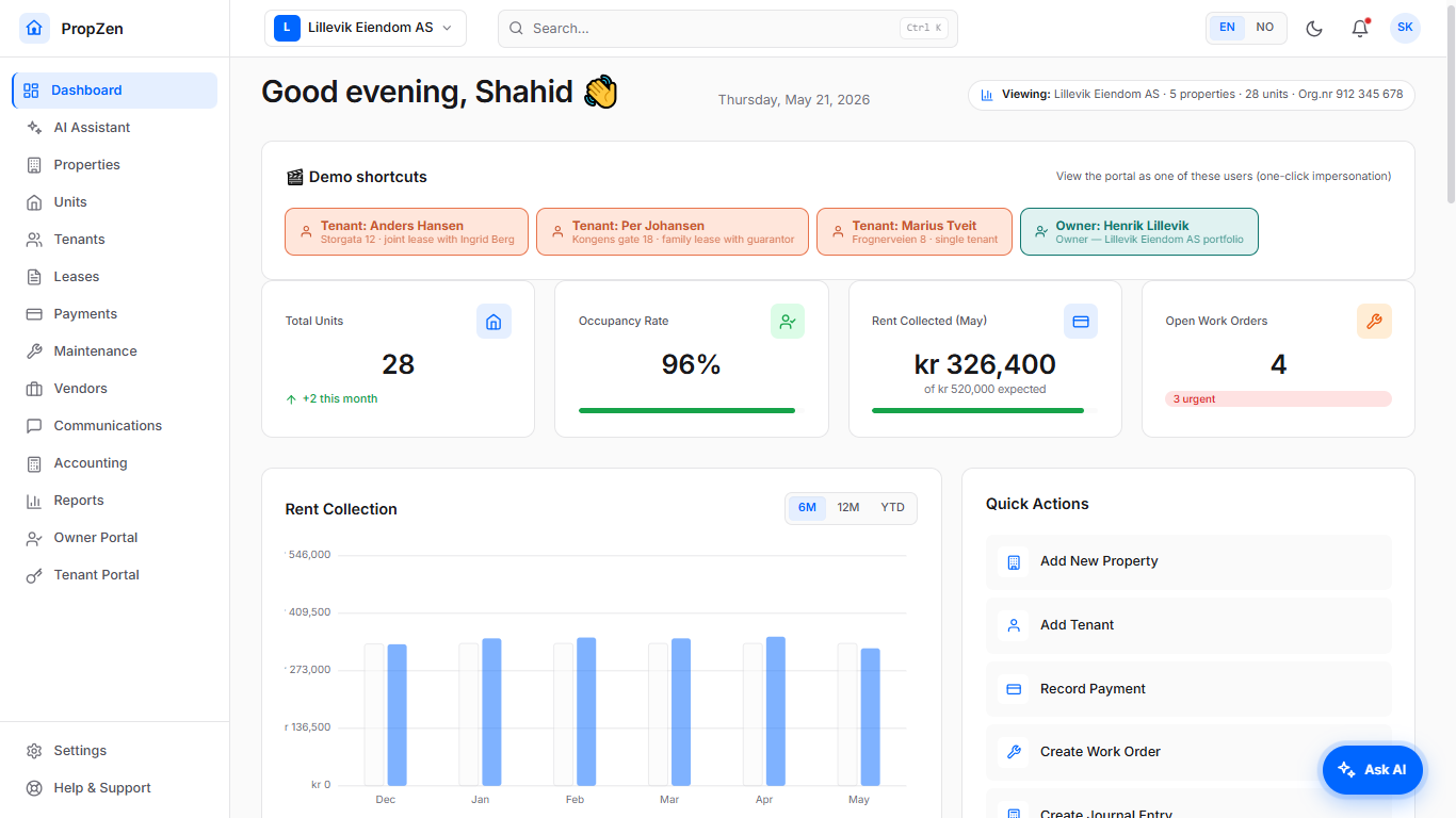 PropZen dashboard